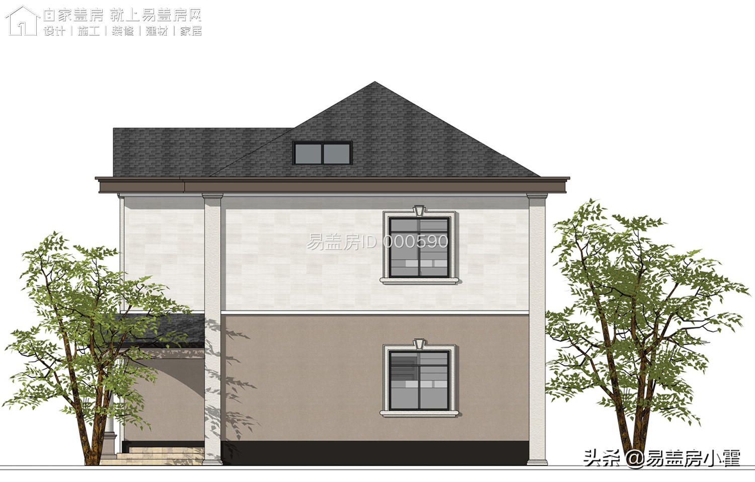 农村自建房2层欧式别墅设计,面宽10米欧式风格二层小别墅