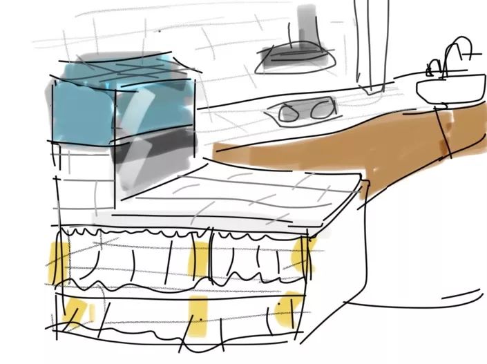 用水泥砌橱柜,用粘土做迷你橱柜