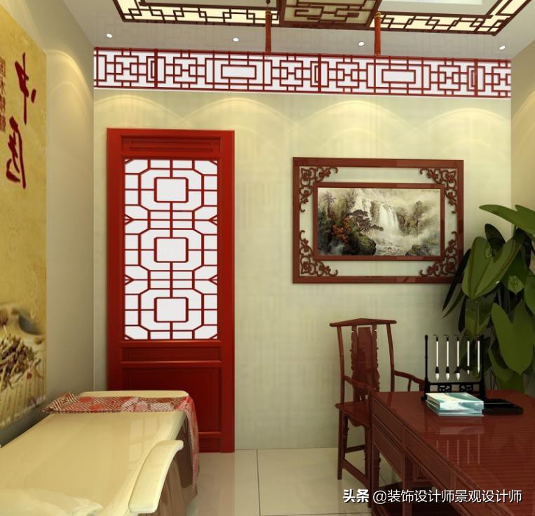 50平米禅意中医养生馆设计图,中医养生理疗会所设计