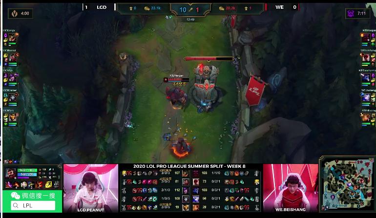 英雄联盟：马老师惨遭针对，LGD两局利落拿下WE，率先来到七胜