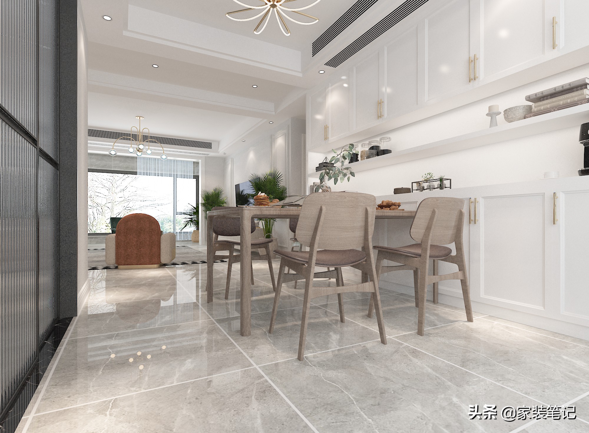 全屋只做石膏线的装修效果,发现一家装修很有氛围感的店铺