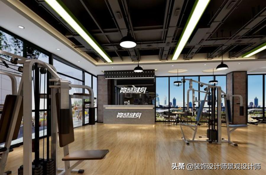 公司健身房设计效果图,书房健身房二合一设计效果图