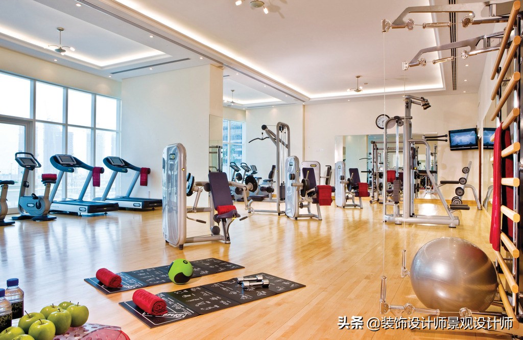 公司健身房设计效果图,书房健身房二合一设计效果图