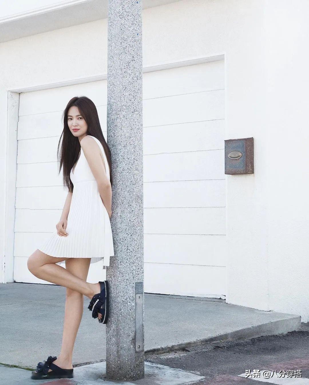 宋慧乔气质中长发,宋慧乔开叉裙穿搭