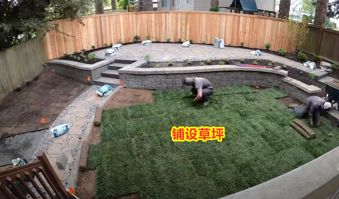 花园铺石板路效果图,院子石板路改造效果图