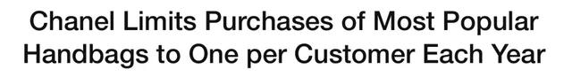 香奈儿只要有钱就能去买吗,香奈儿限购3件