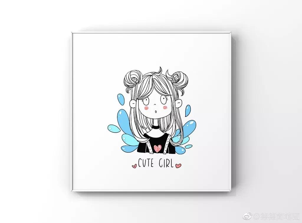 简单清新花卉的简笔画图片大全,唐老鸭简笔画可爱清新小女孩