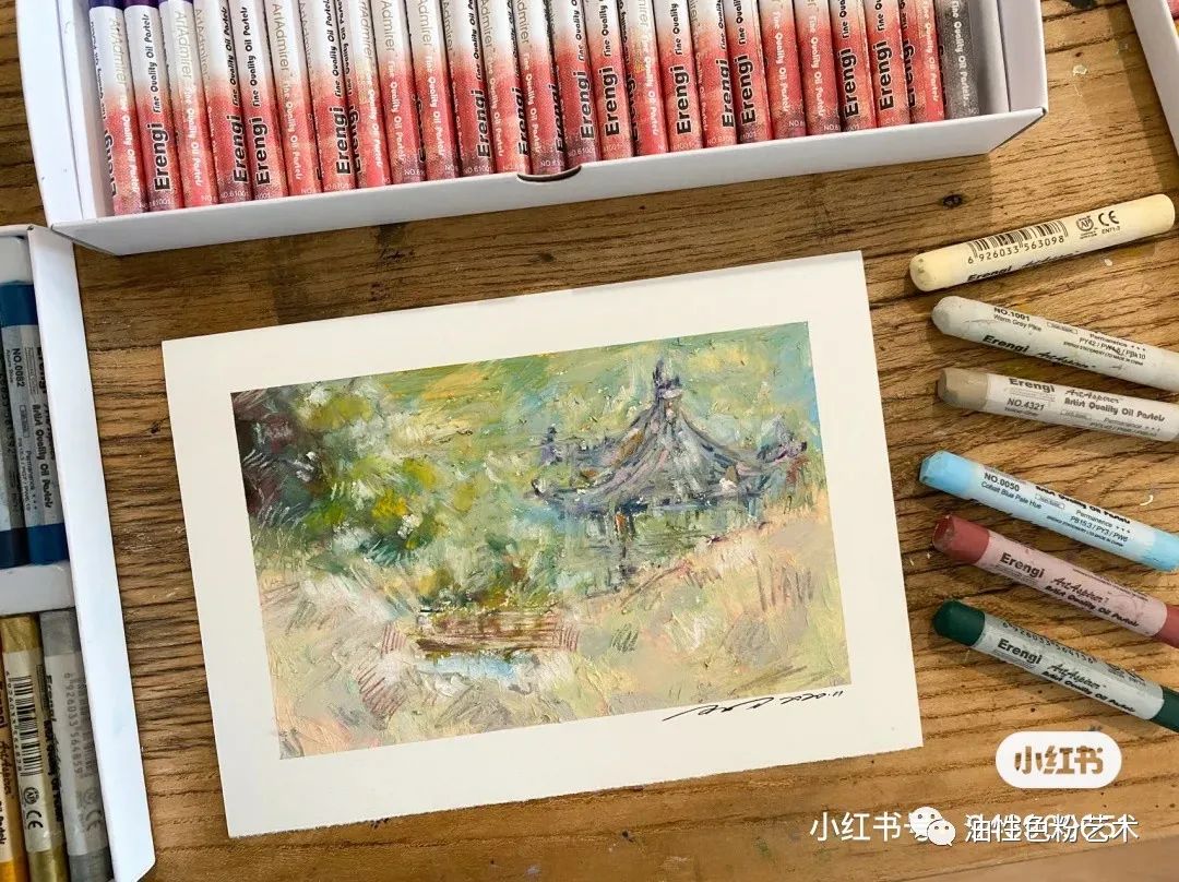 油画棒画苹果和真的一样,油画棒绘画超高级