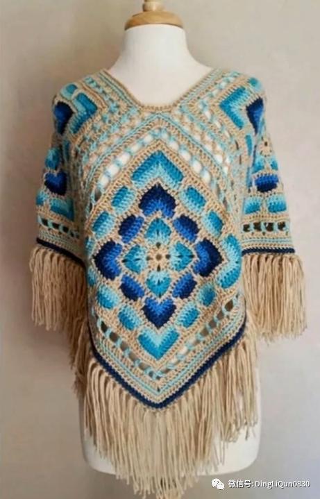 斗篷披肩钩花图样,针织披肩花样图片大全