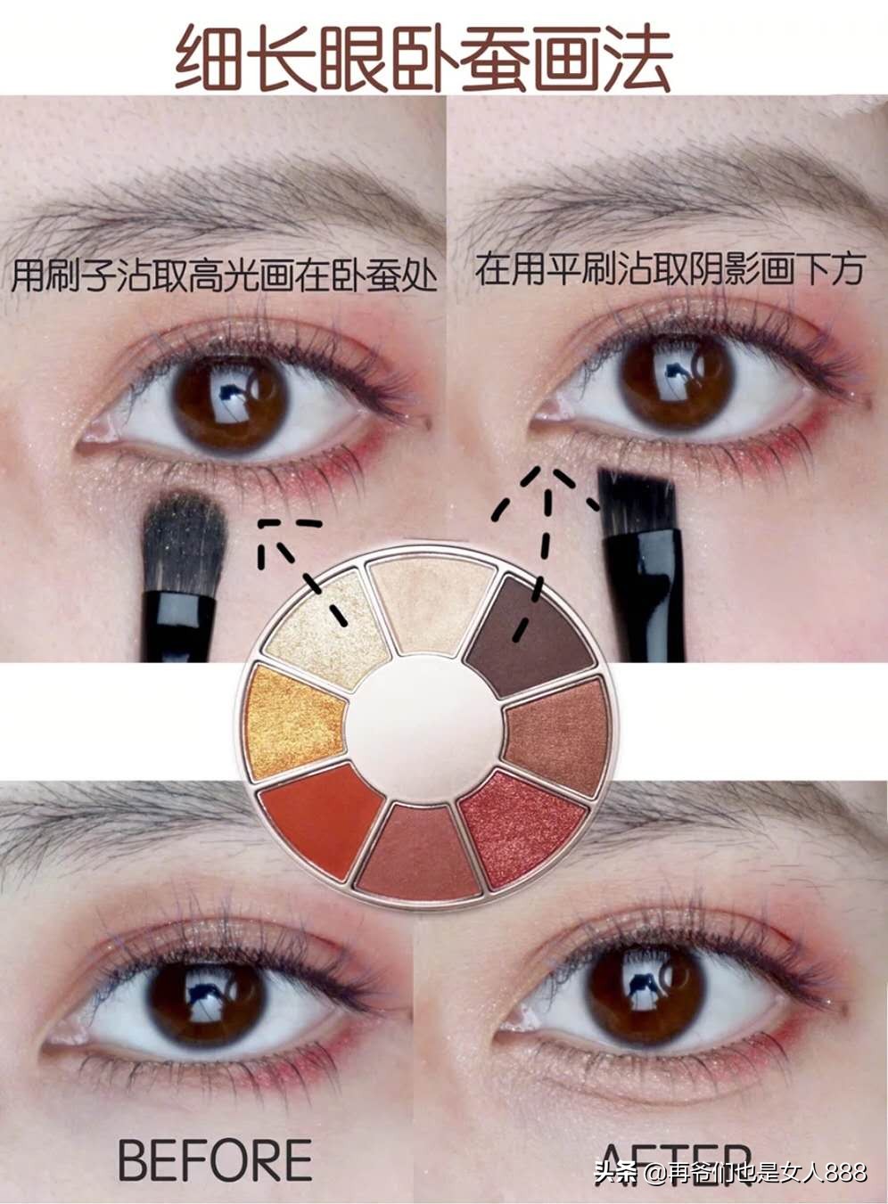 不同眼型的眼影画法教程,日常百搭肿泡眼双眼皮眼影教程