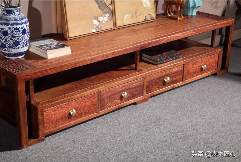 新中式红木电视柜配什么电视墙,高档红木中式客厅电视柜图片