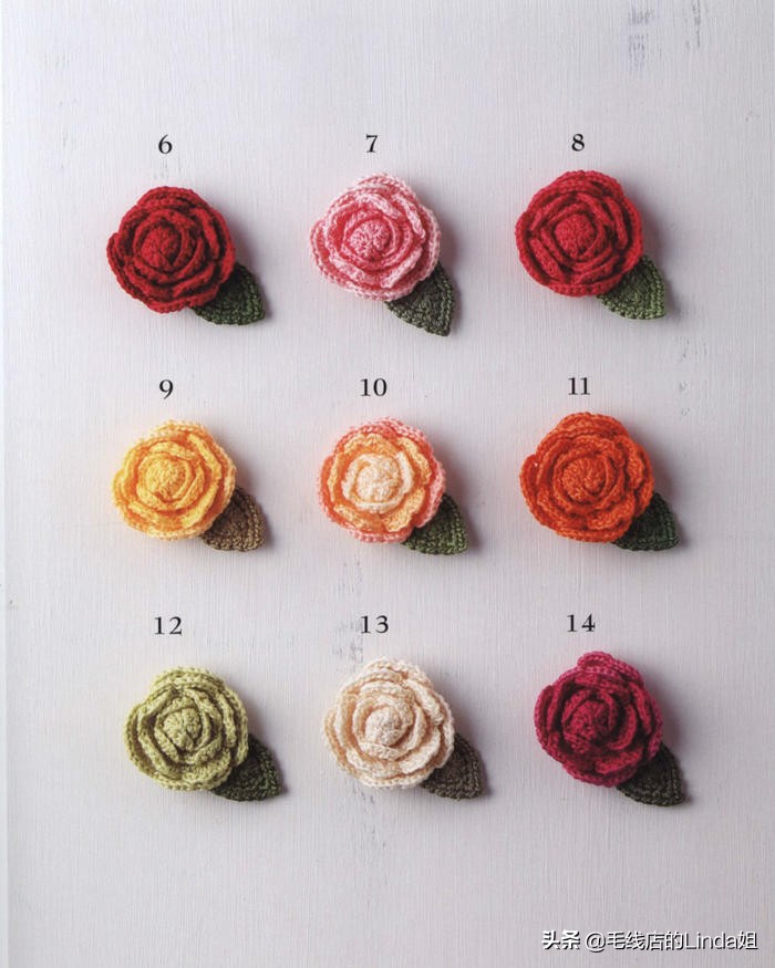 立体小玫瑰花发夹钩针编织教程,钩针壁挂花环教程