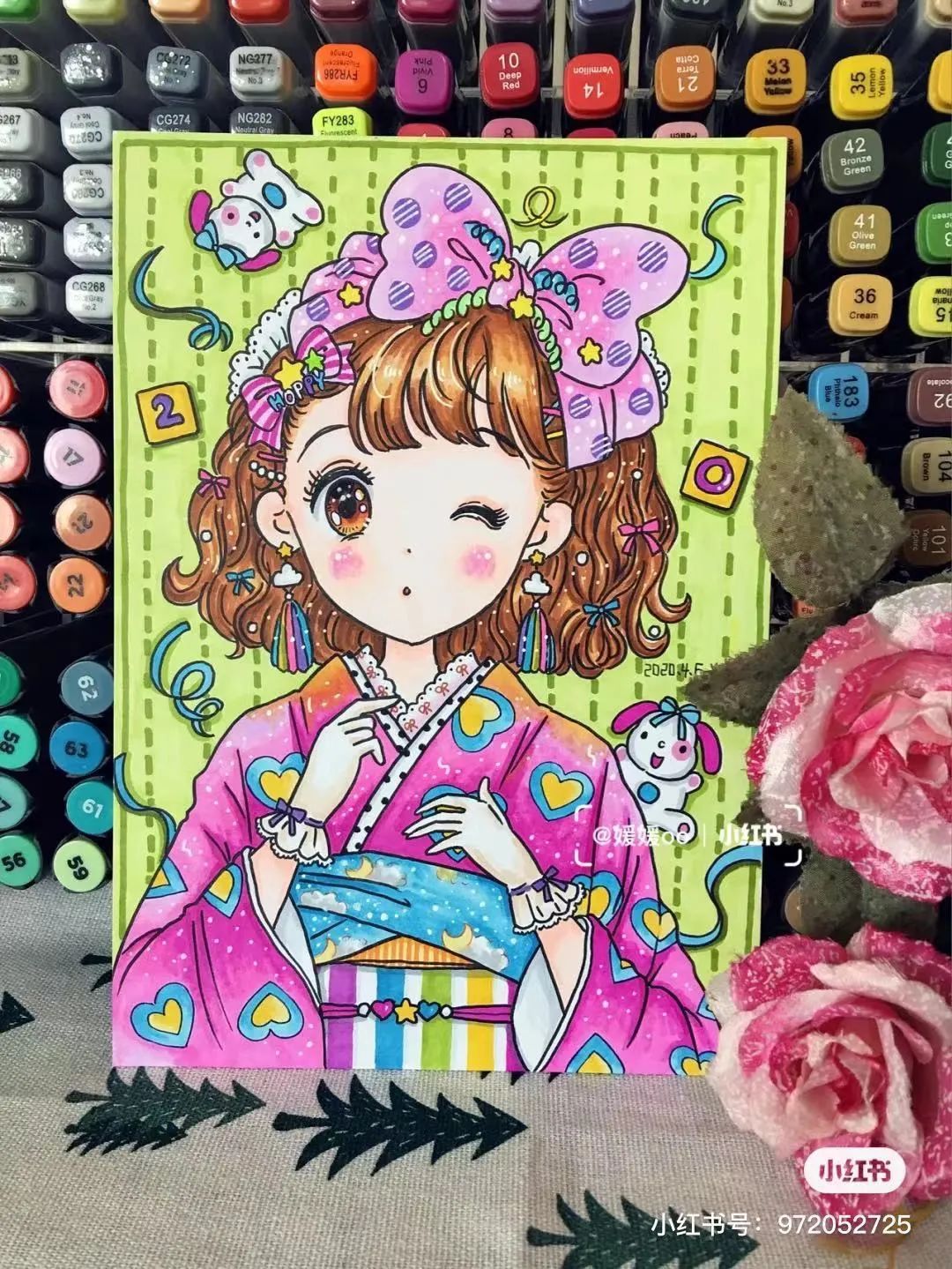 色彩装饰画简单好看马克笔,色彩对比强烈的马克笔装饰画