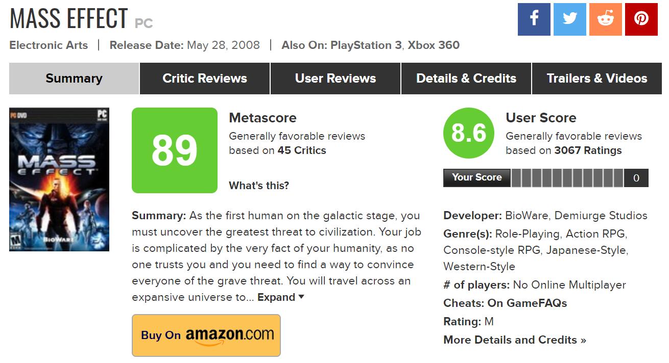 让玩家意识到“游戏还能这样玩”的太空史诗开端——《质量效应》