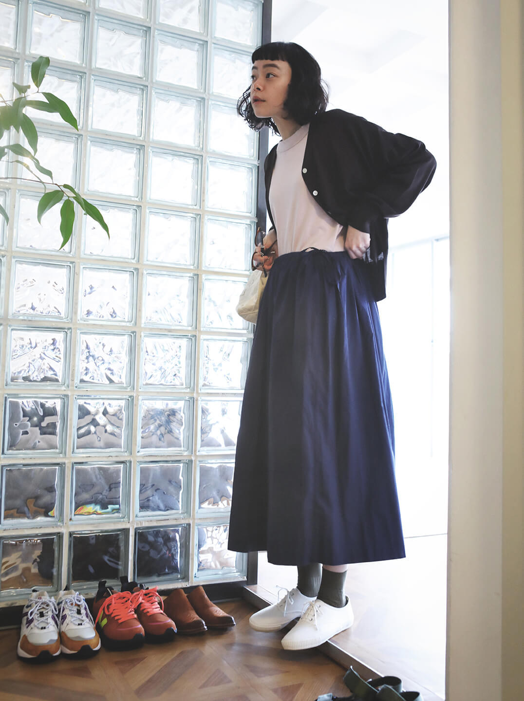 无印良品muji秋冬穿搭,muji无印良品v领长袖连衣裙