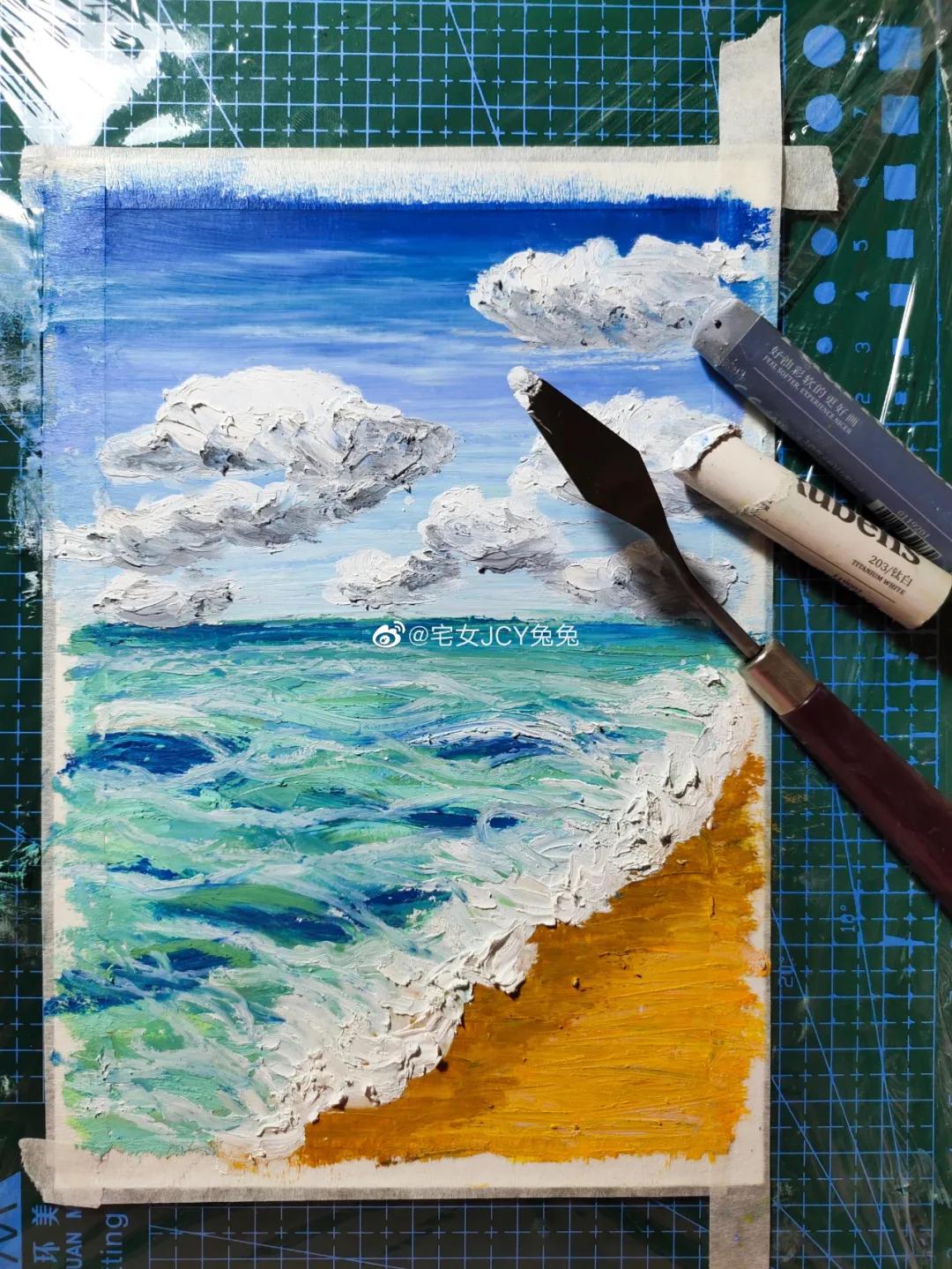 简单又好看的重彩油画棒作品,美到极致的风格绘画