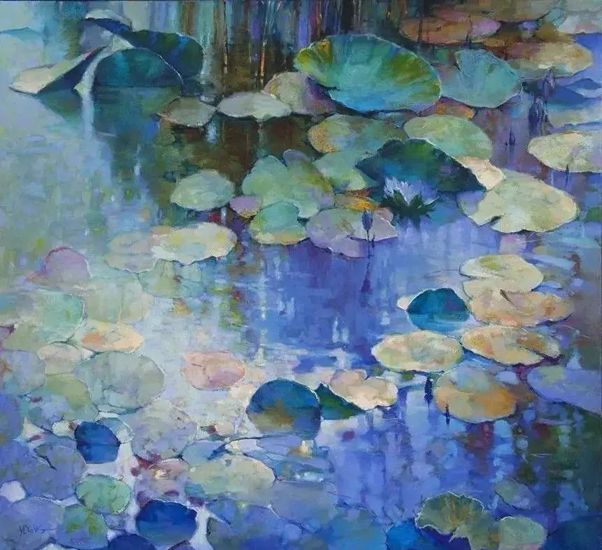 莫奈的睡莲紫色,莫奈睡莲和梵高睡莲