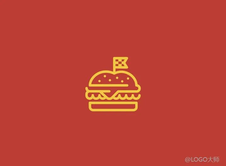 汉堡logo背景设计效果图,汉堡LOGO设计