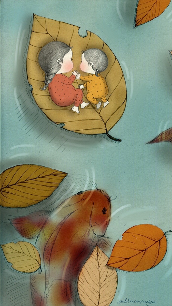 少女与兔子插画,兔子手绘创意插画