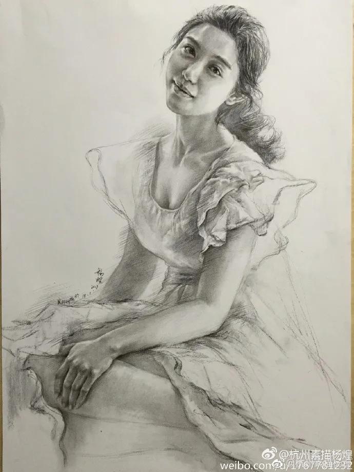 他笔下的女子油画细腻唯美,古典美女画唯美古风素描