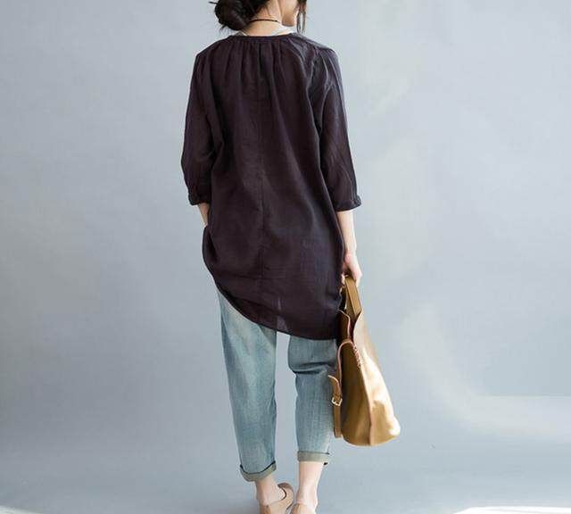 冬季好看的棉麻长袖衫,关于棉麻类的时尚风格的宽松衫