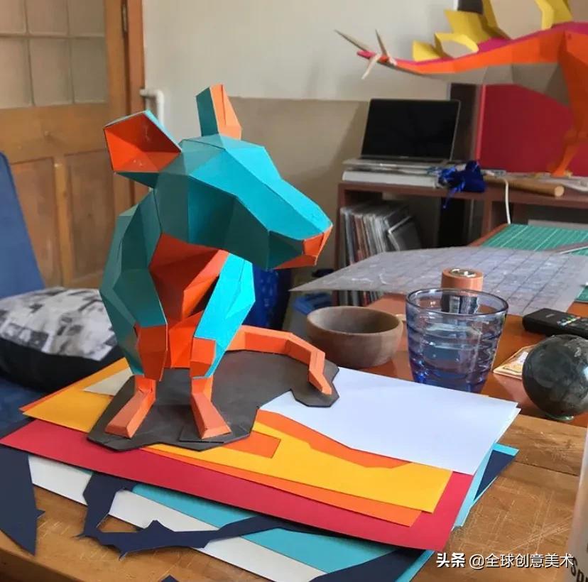 纸艺3d恐龙,立体恐龙手工纸模型