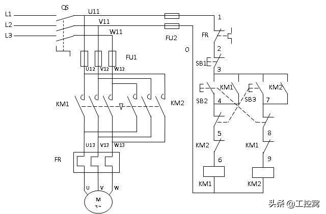 电工必考题电机正反转电路图,电工基础知识电机正反转电路图