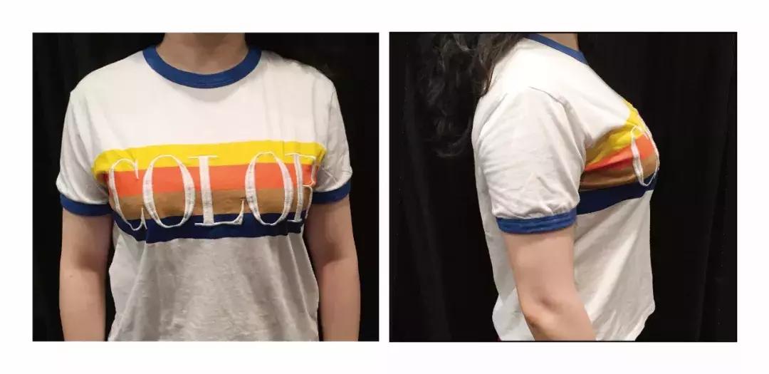 大小胸穿t恤对比,同款衣服平胸和胸大的对比