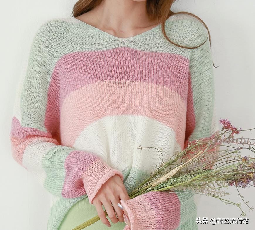 新款韩系秋冬针织毛衣,韩系软糯感浅蓝色针织毛衣