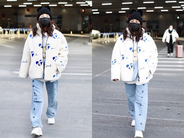 马苏穿衣搭配造型示范,马苏一身黑色的造型时尚大气