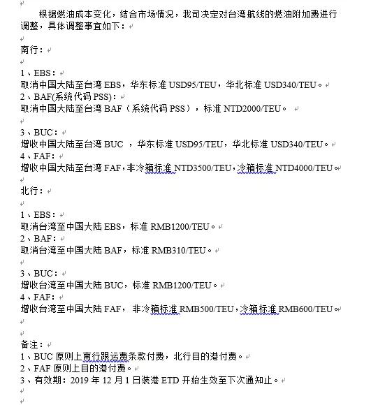 东莞国际物流漕帮最新各大船公司THC等费率调整和停航通知汇总