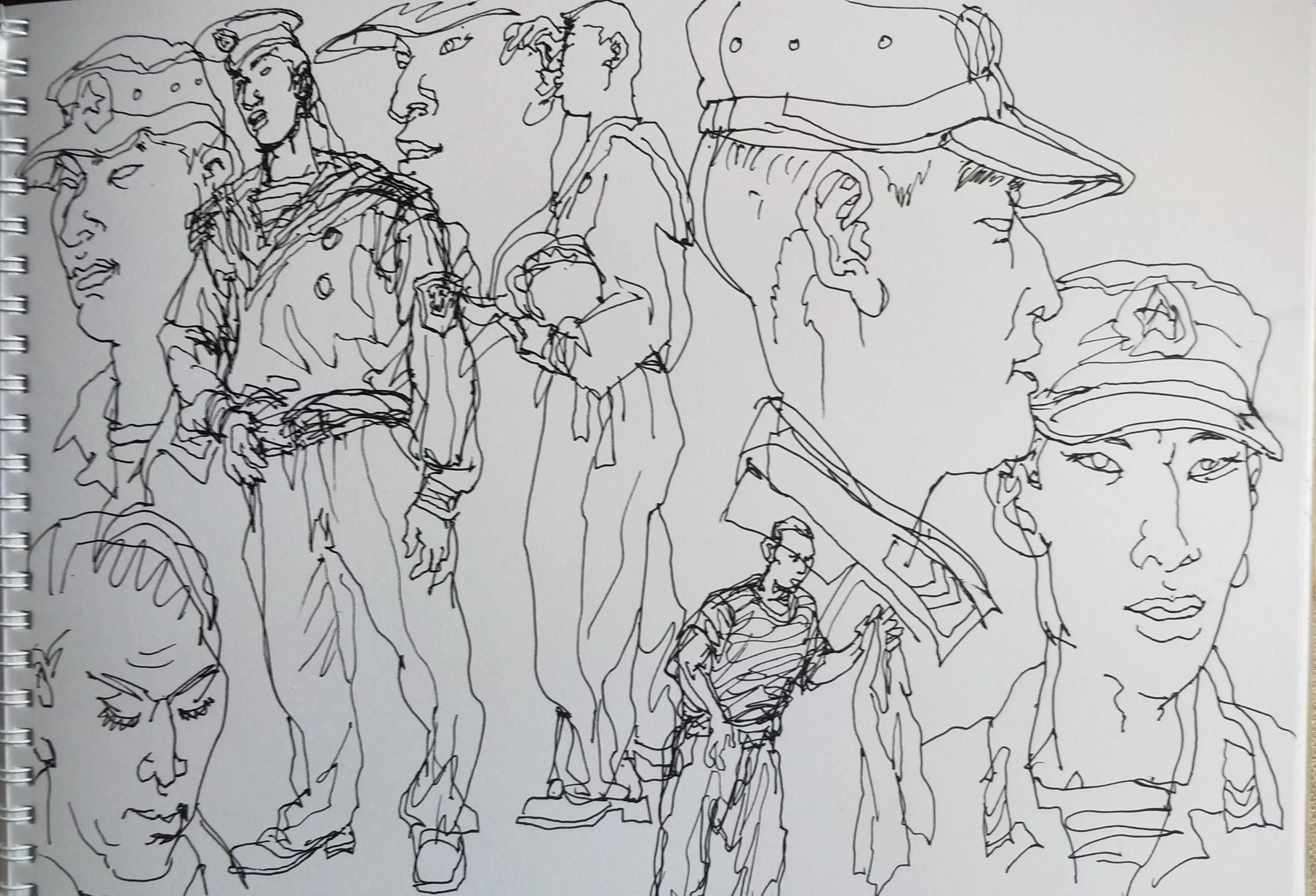 吴建科人物画欣赏,画兵人速写