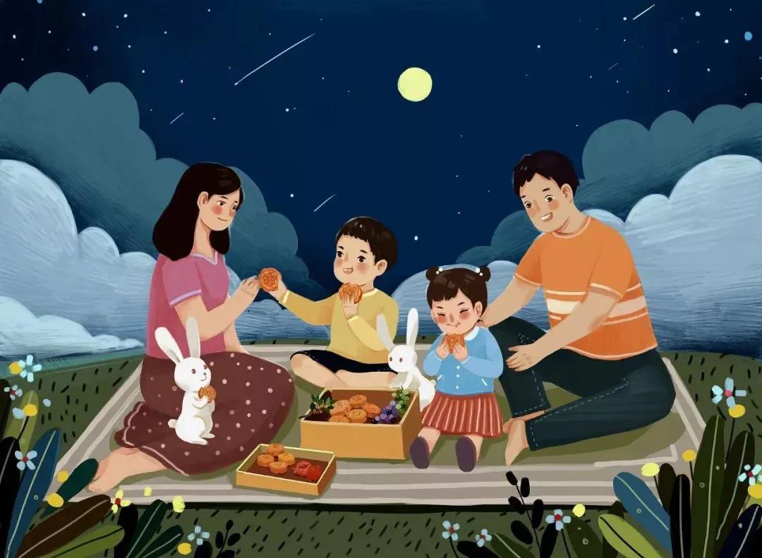 月圆灯明习俗,月圆中秋传统文化作品