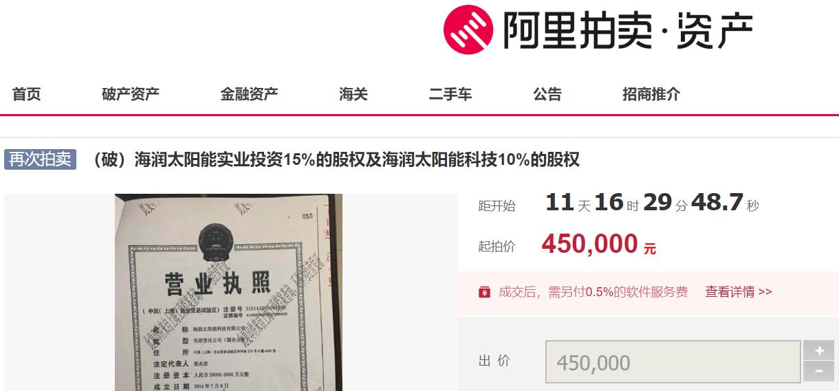 海润光伏破产清算分多少钱,海润光伏海外资产处理结果