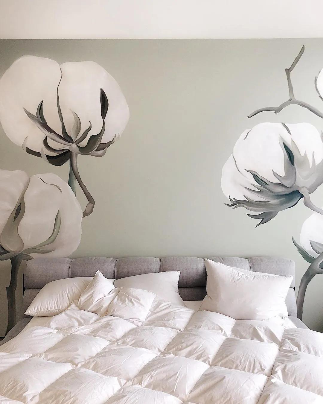 花卉墙绘,墙绘花卉色彩作品