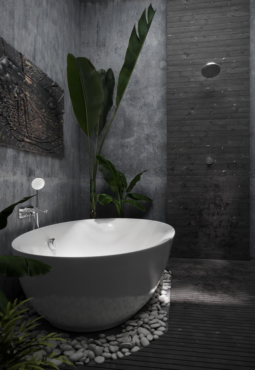 私家花园景观含鱼池设计,浴室设计放衣服