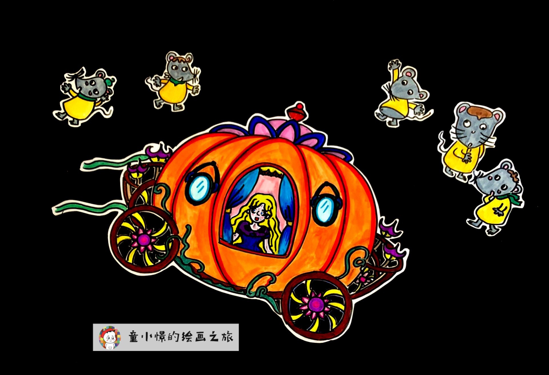 画南瓜马车简笔画,南瓜马车绘画