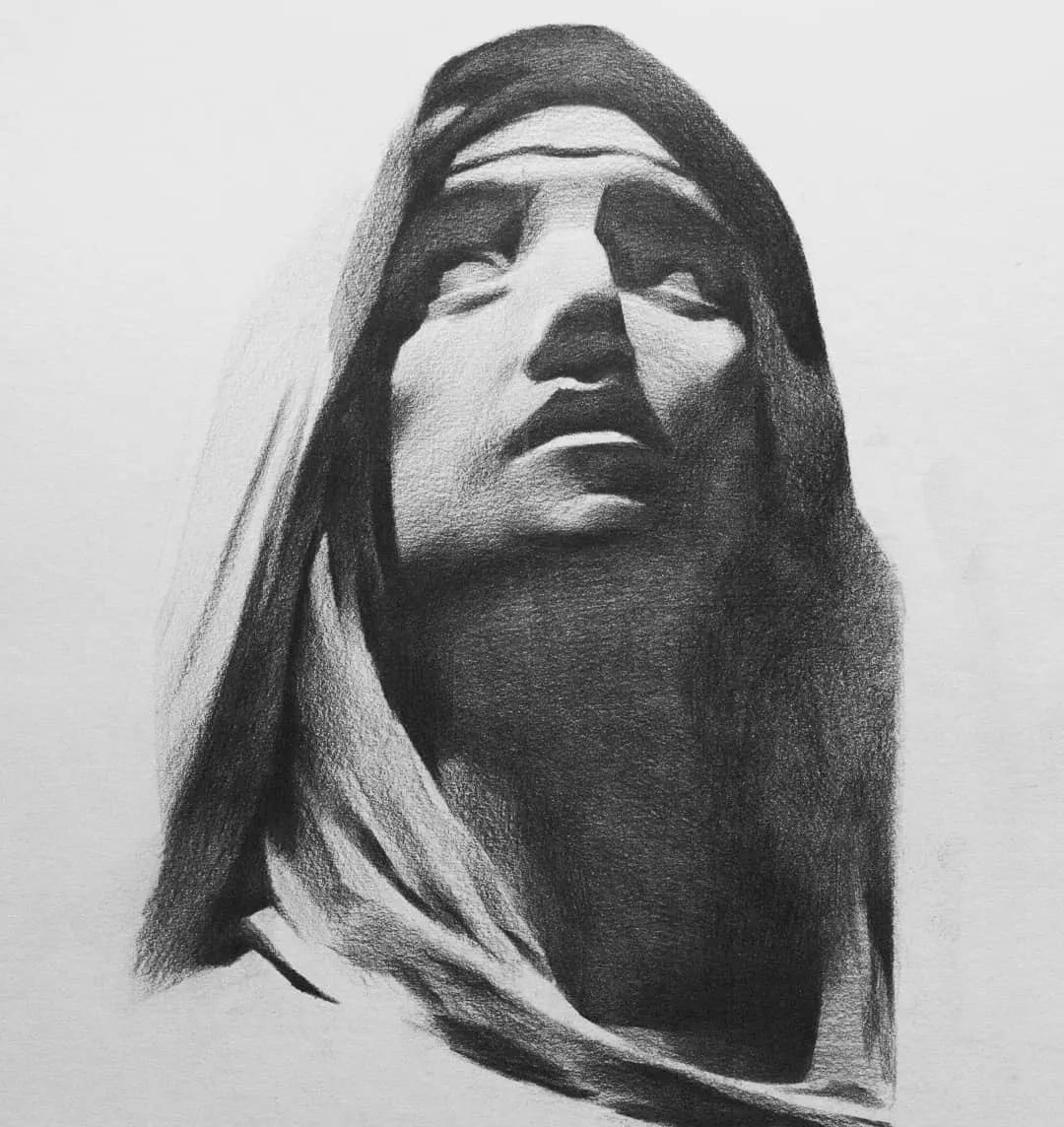 一眼惊艳的素描画,一眼望不到尽头的路素描画