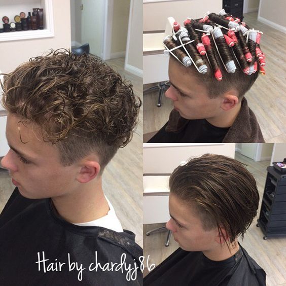 男生卷发造型中短卷,男生卷发造型中长发圆脸