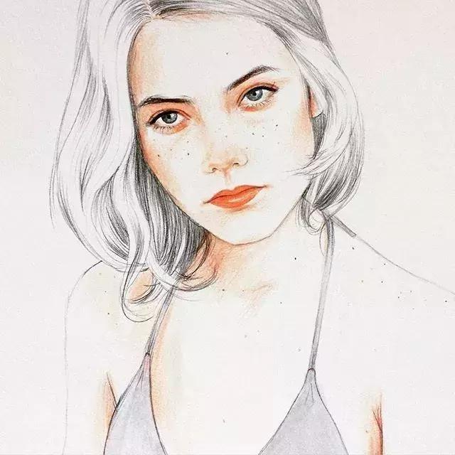 淡淡的彩铅插画，好迷人、性感