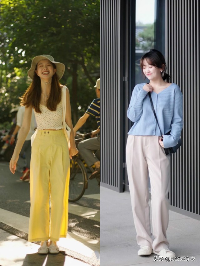 小个子怎么穿牛仔直筒阔腿裤,个子矮腿粗胯大穿白色阔腿裤