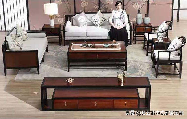 新中式家具客厅布置,新中式家具打柜子效果图