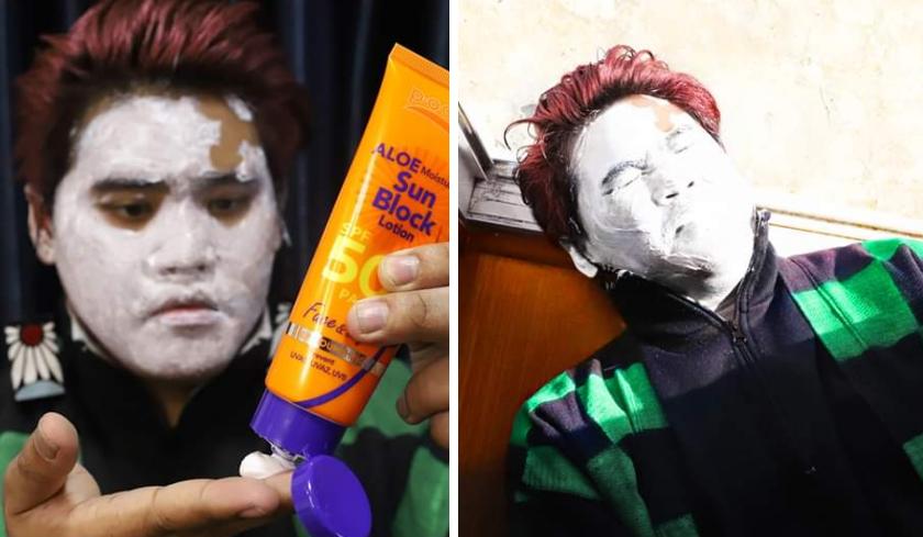 泰国小哥又cos鬼灭之刃了，还去超市买东西，路人都看笑了