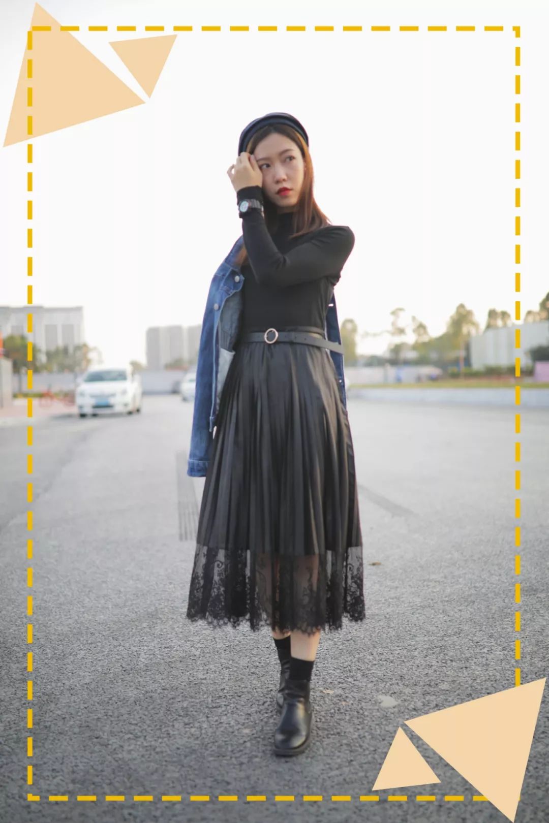 马丁靴+小黑裤,冬日保暖显高CP