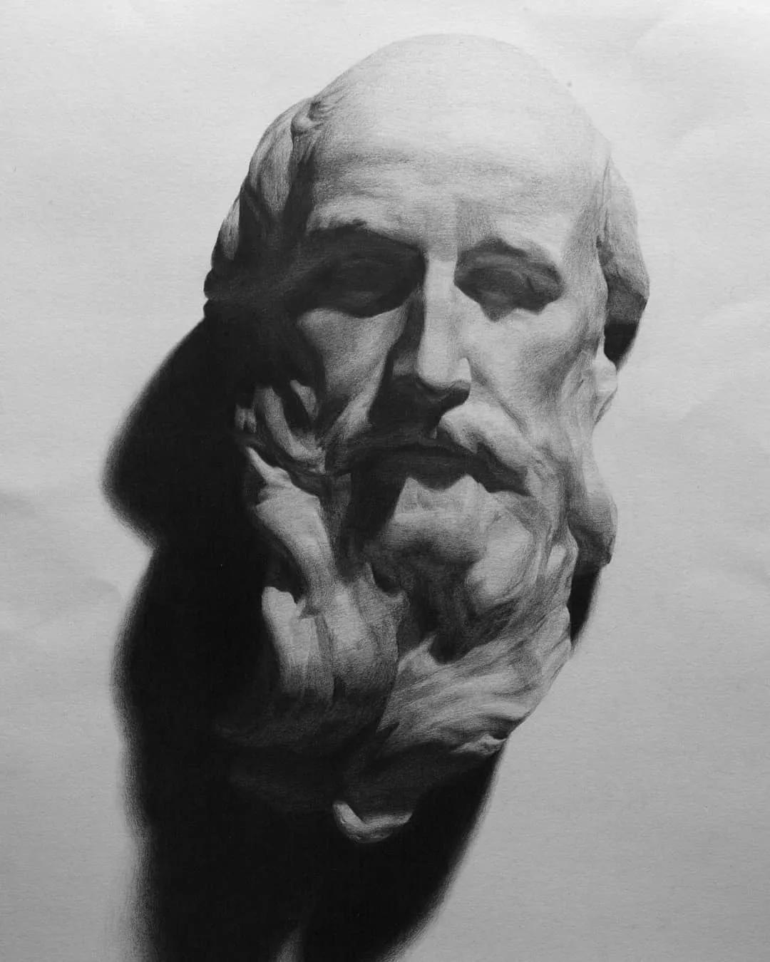 一眼惊艳的素描画,一眼望不到尽头的路素描画