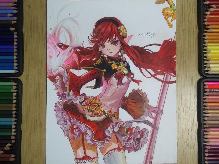 手绘教程王者荣耀人物彩铅画,手绘王者荣耀人物彩铅教程