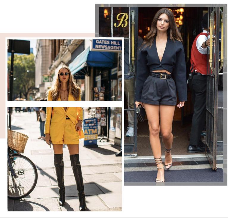 西装配潮流短裤,时尚气质小西装配皮短裤穿搭