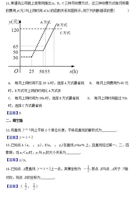 数学一次函数初中必刷题,初中数学一次函数必考30题