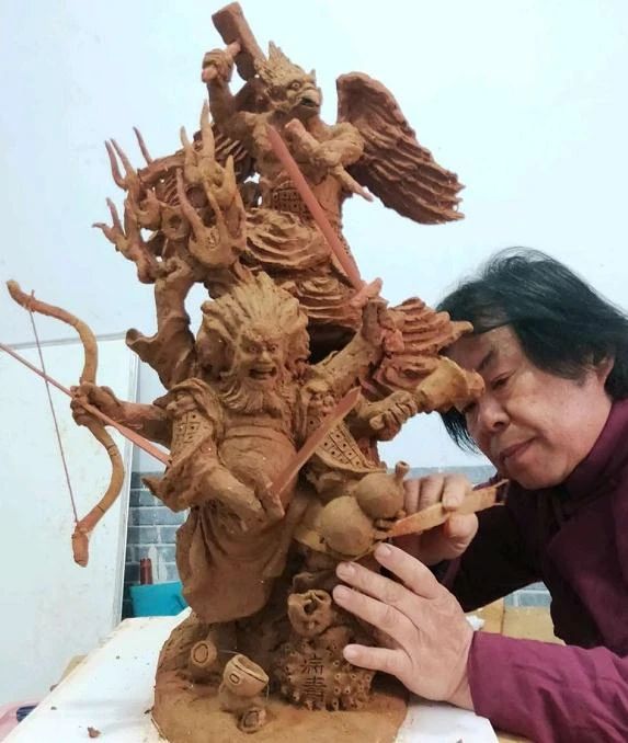 中国民间艺术捏泥人,捏泥人的老艺人