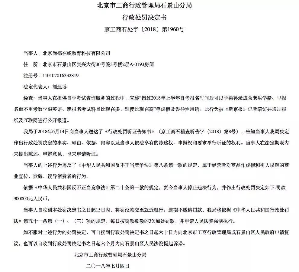 尚德机构曾两次违反广告法被罚,尚德机构无证办学